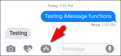 Открыть меню приложений iMessage