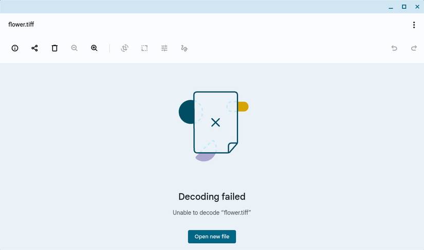 Попытка открыть файл неподдерживаемого типа на Chromebook.