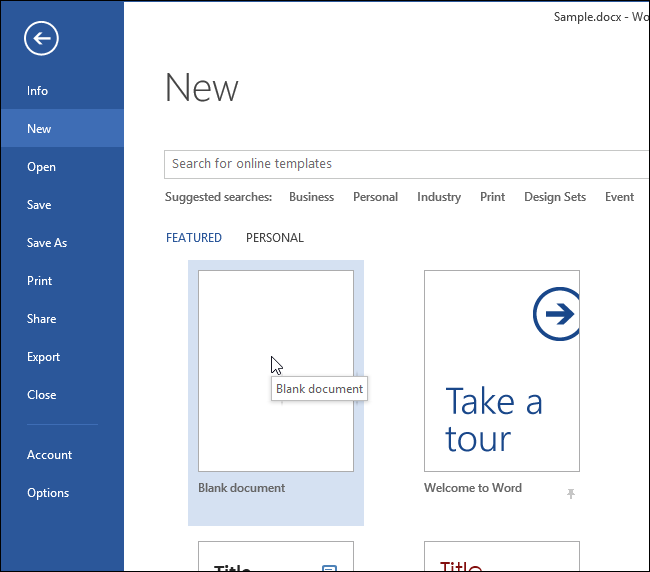 Создание пустого документа в Word