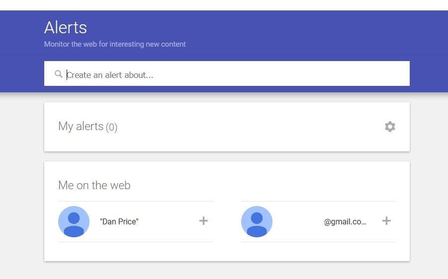 Скриншот страницы Google Alerts с настройками оповещений