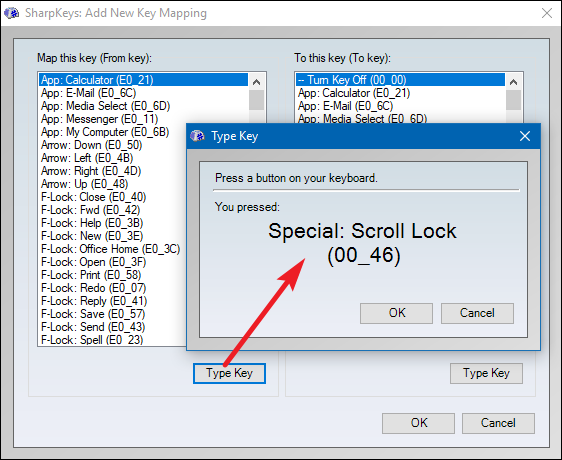 Индикатор нажатой клавиши при использовании функции Type Key.