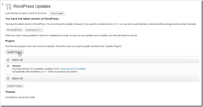 Панель обновлений WordPress: уведомления об обновлениях плагинов и тем