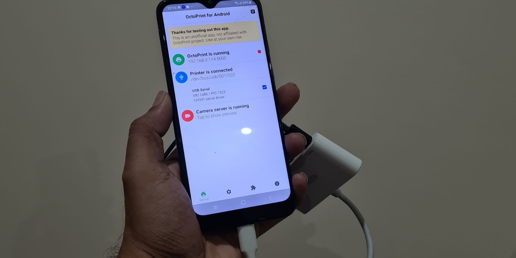 OctoPrint на Android: сервер на старом смартфоне
