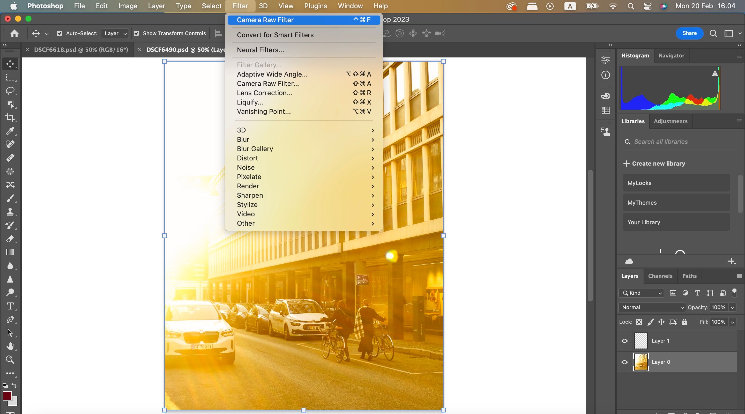 Открытие фильтра Camera Raw в Photoshop