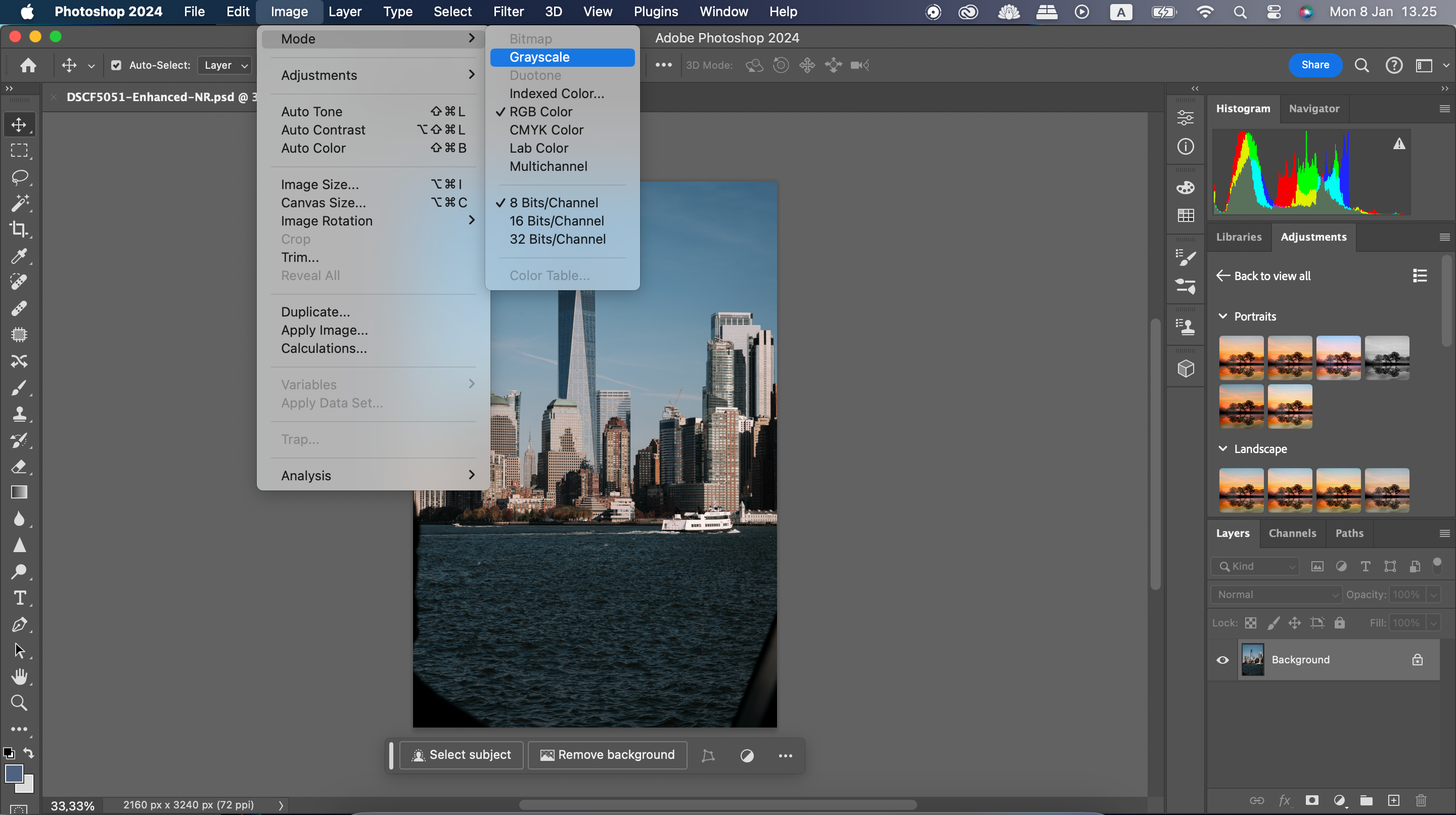 Доступные режимы изображения в Adobe Photoshop
