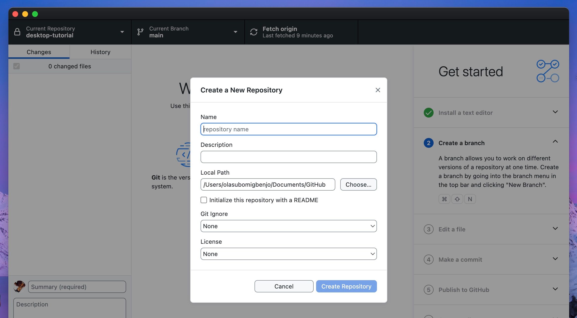 Create a New Repository on GitHub Desktop