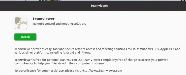 Кнопка установки TeamViewer и ввод пароля администратора