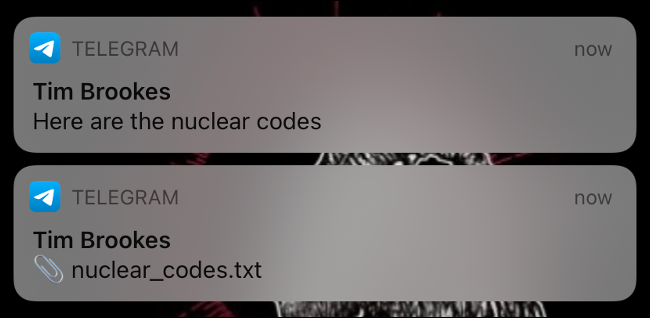 Уведомления Telegram на экране блокировки