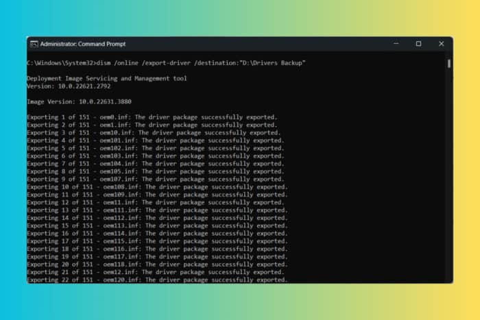 Резервное копирование драйверов в Windows 11