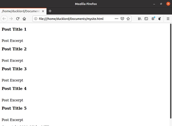 Просмотр сайта в браузере