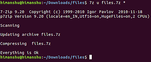Обновление архива 7zip