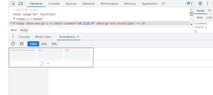 Скриншот вкладки Animations с анимациями