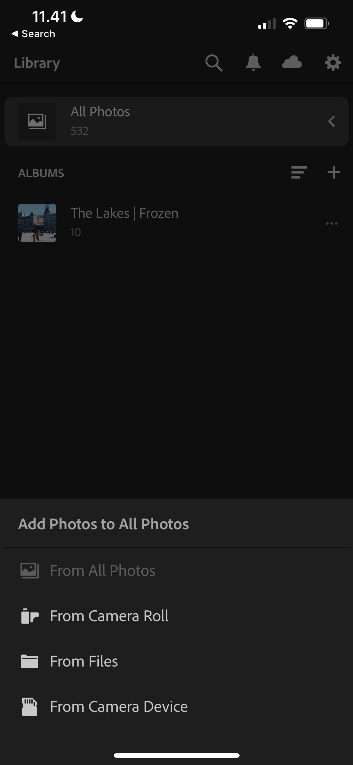 Add Photos in Lightroom CC Screenshot