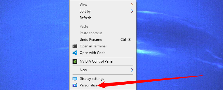 Контекстное меню при клике правой кнопкой на рабочем столе. 