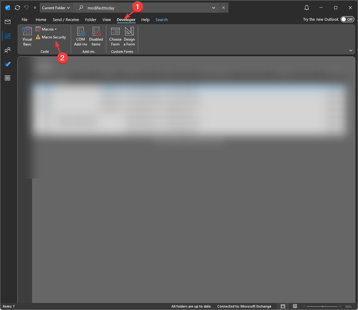 Настройки безопасности макросов в Outlook