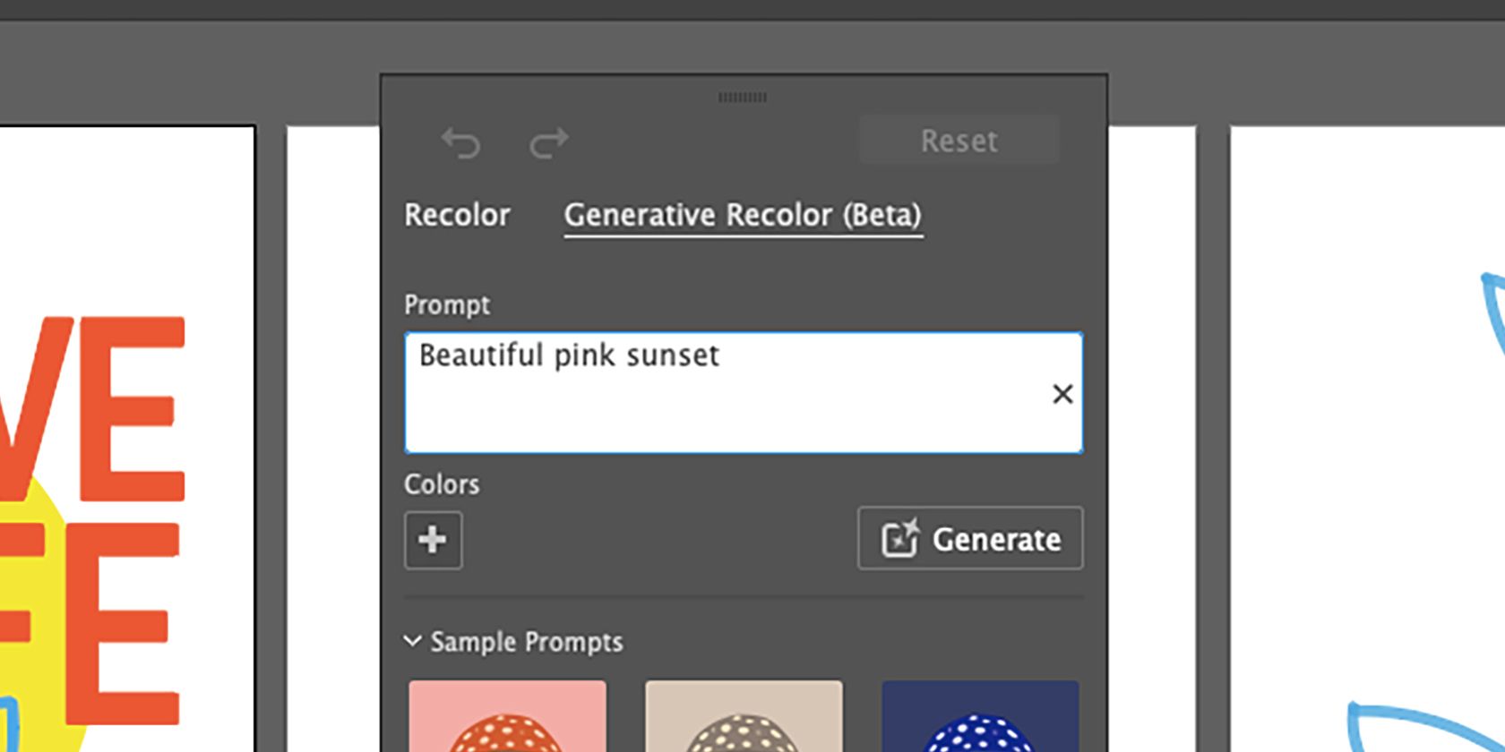 Adobe Illustrator Generative Recolor prompt