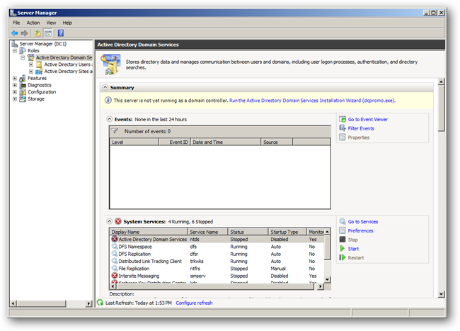 Запуск dcpromo из Server Manager