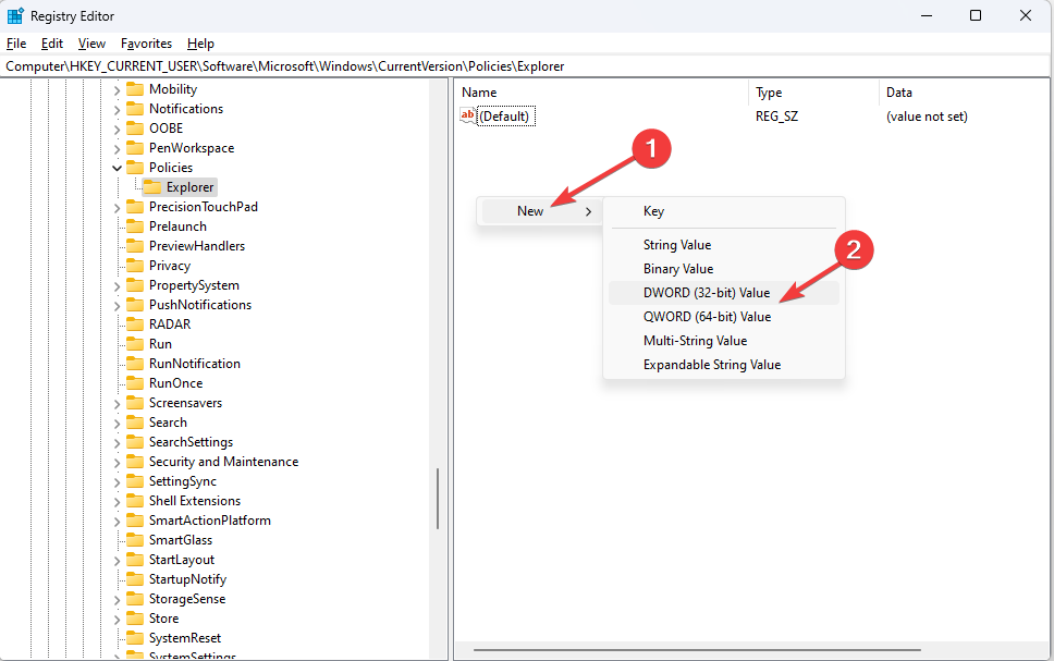 Создание нового DWORD в реестре