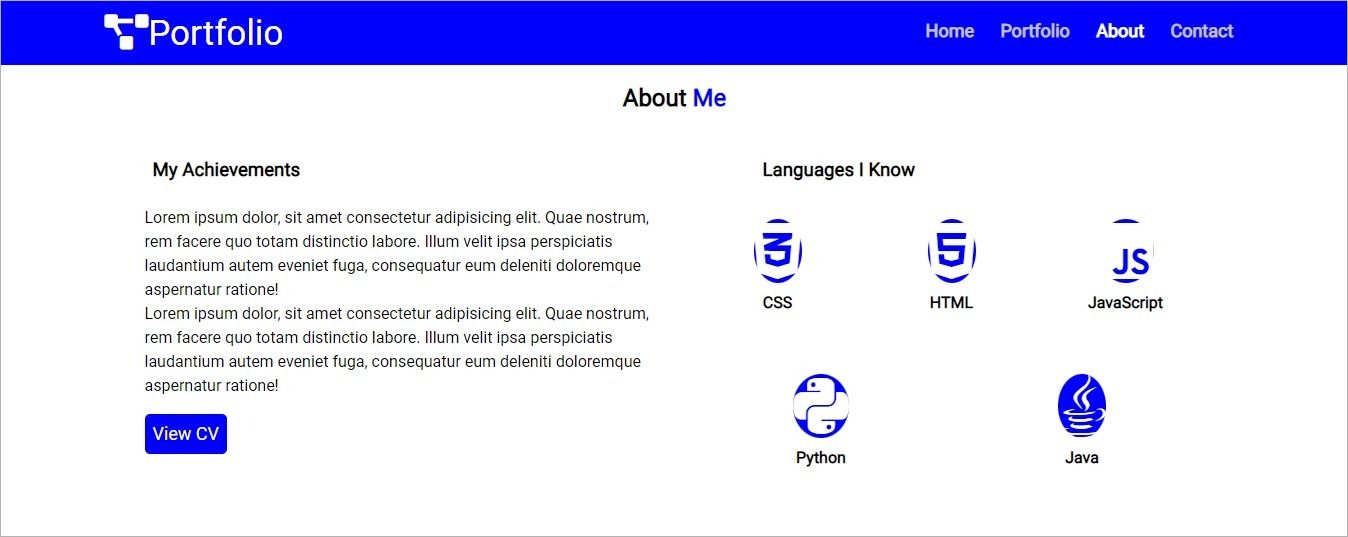 Пример раздела «Обо мне» в портфолио
