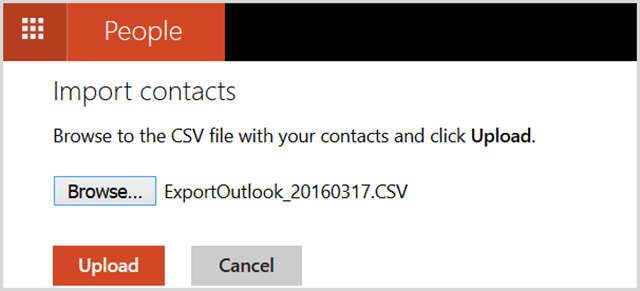 Импорт в Outlook.com