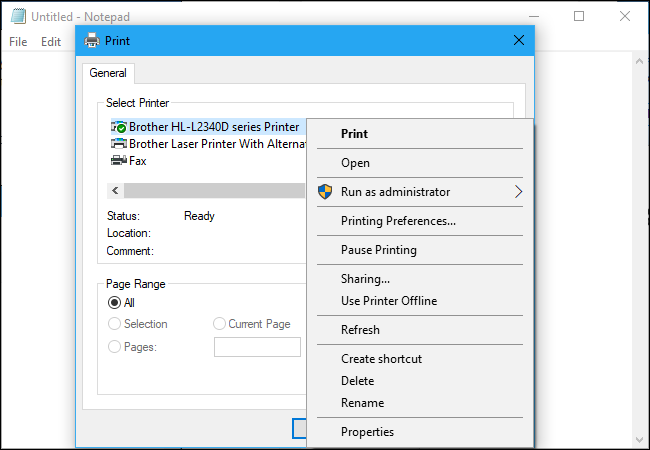 Удаление лишнего профиля принтера через контекстное меню