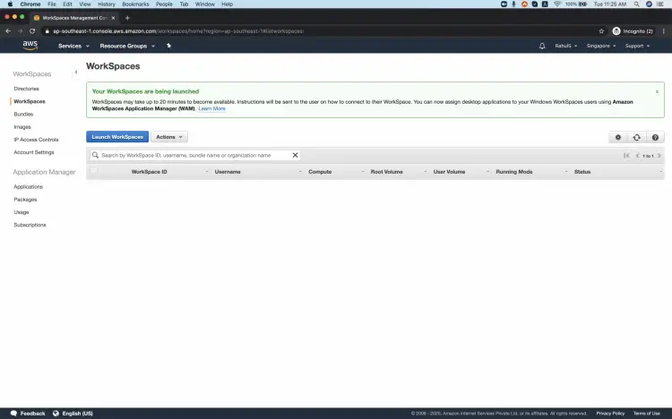 Сообщение: запуск WorkSpace займет ~20 минут
