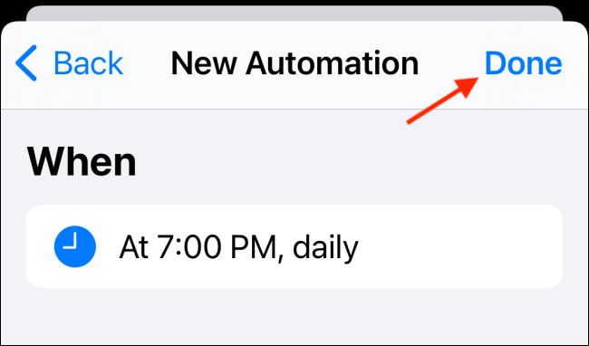 Нажмите Готово для сохранения автоматизации