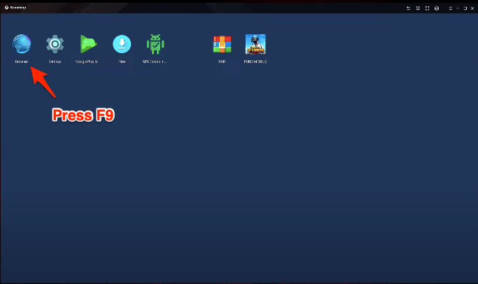 Встроенный браузер Gameloop, открываемый по F9