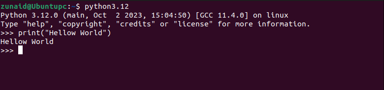 Запуск python3.12 в терминале