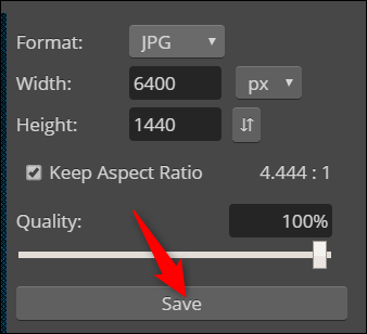 Настройка размеров и качества при экспорте в Photopea