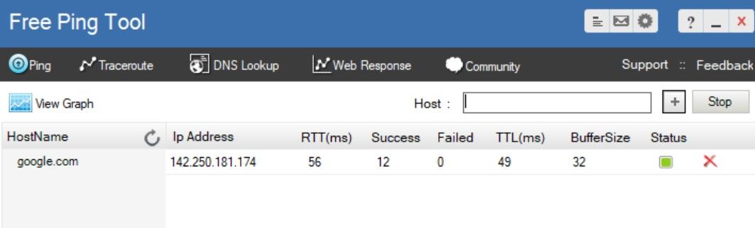 Проверка стабильности путём многократного запуска теста в Free Ping Tool
