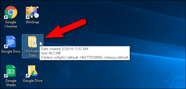 Папка с копией старого профиля Firefox на рабочем столе