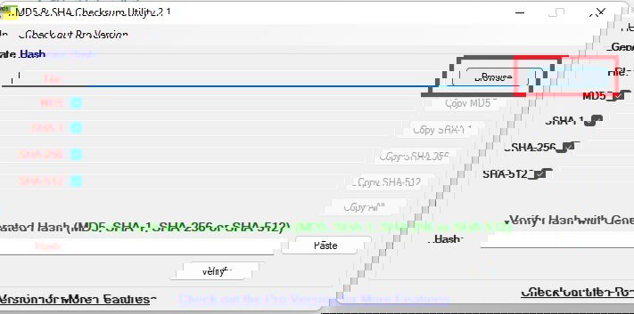Окно выбора файла в MD5 & SHA Checksum Utility. 