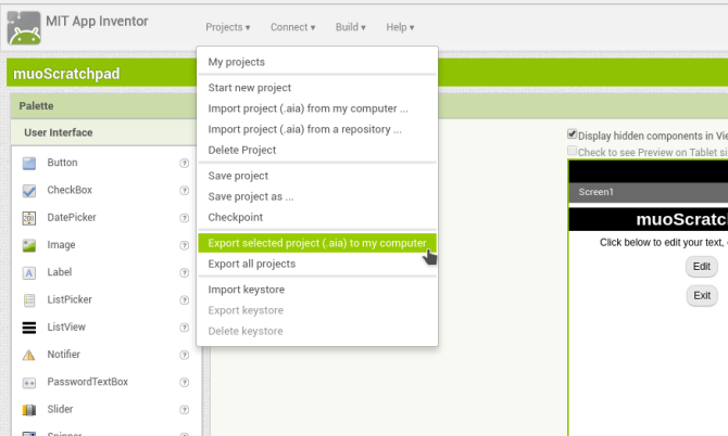 Экспорт проекта из App Inventor