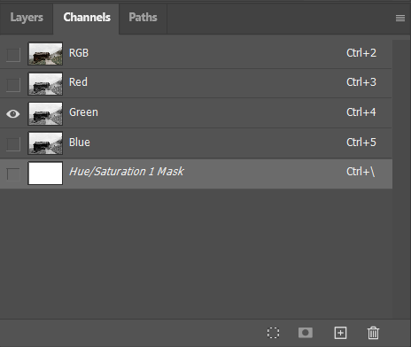 Переключение каналов RGB в Photoshop