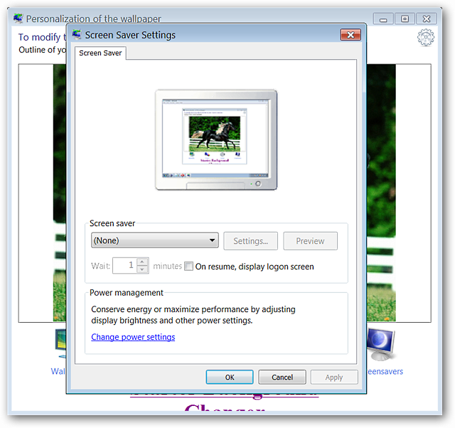 Параметры экранной заставки