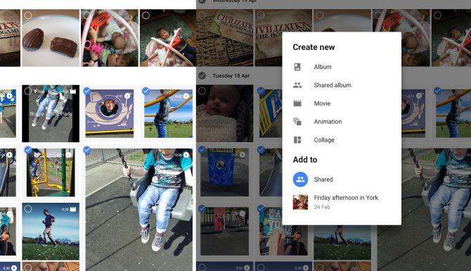 Выбор клипов в Google Photos на iOS
