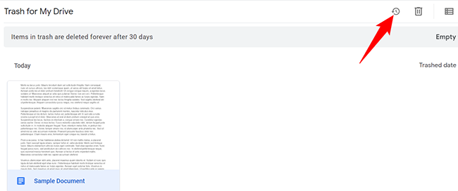 Выделите документ и нажмите «Восстановить».