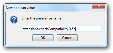 Ввод имени преференса с точной версией Firefox
