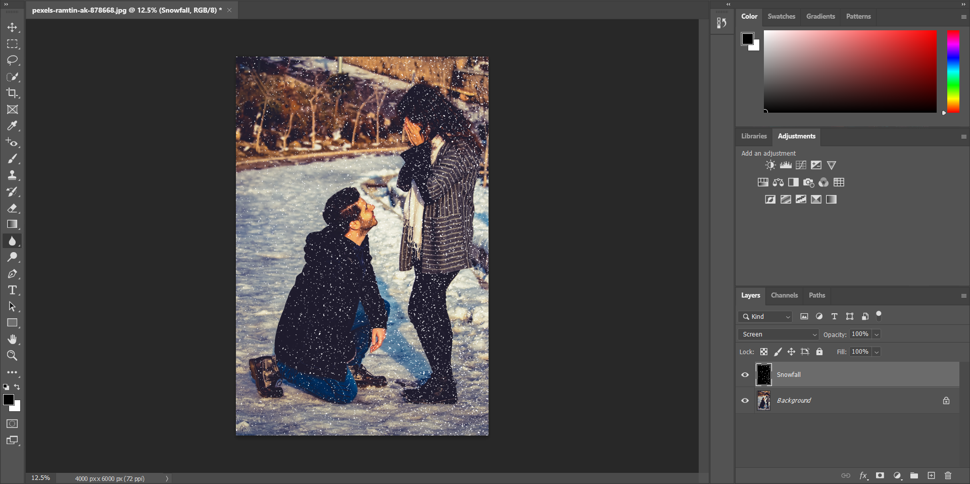 Пара в снежной метели