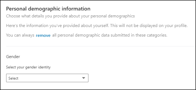Раздел персональных демографических данных в LinkedIn