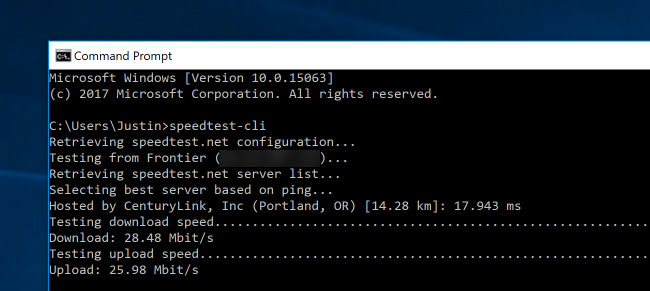 Запуск speedtest-cli в Windows PowerShell
