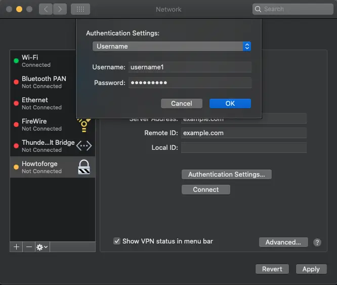 Настройки аутентификации macOS