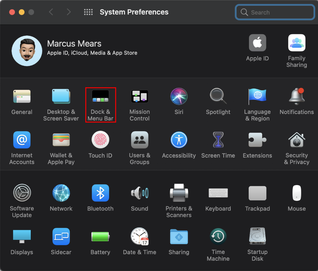 Настройки Dock и строки меню на MacBook