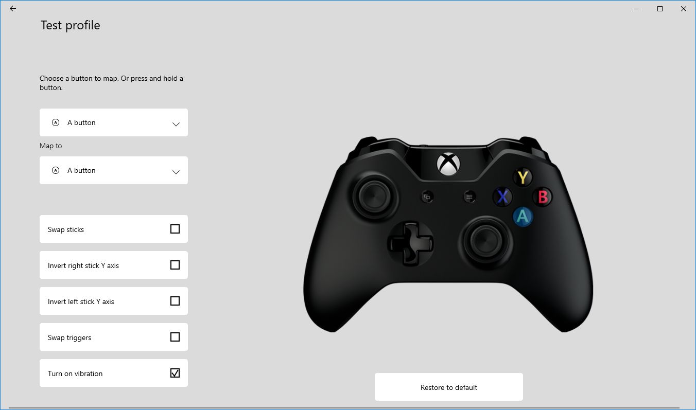 Переназначение кнопок в приложении Xbox Accessories