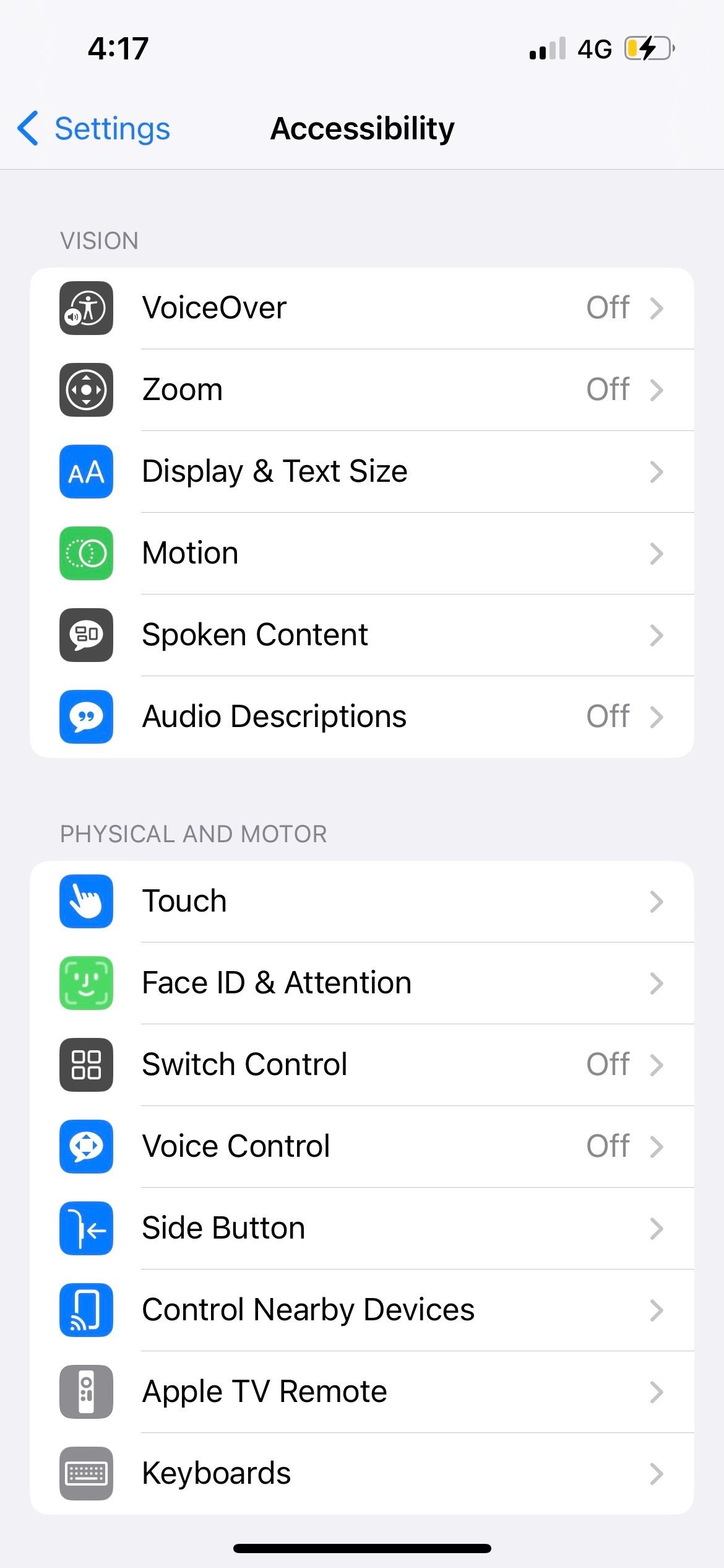 настройки доступности iPhone