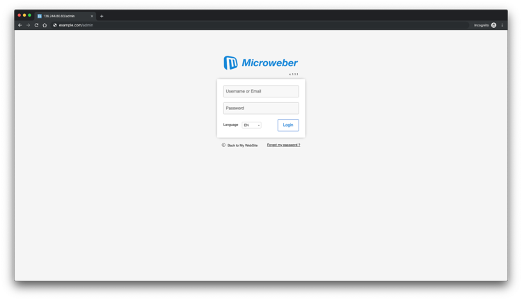 Форма входа Microweber