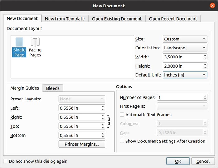 Make Business Card With Scribus New Document Setup