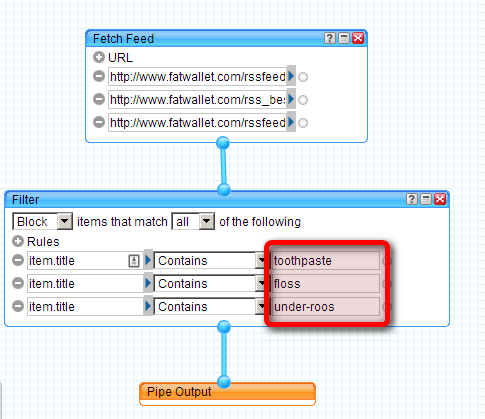 Пример ввода ключевых слов в модуле Filter
