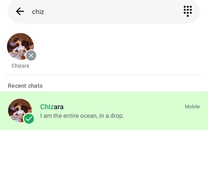 Выбор контакта для упоминания в WhatsApp